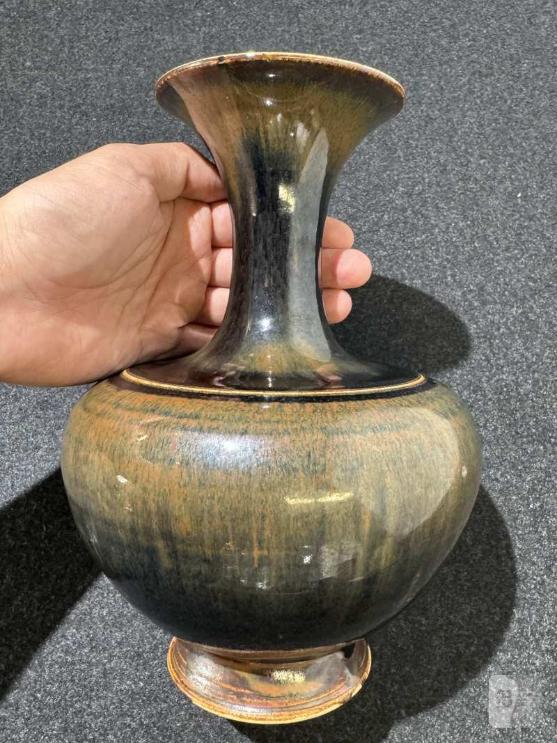 明 窑变釉盘口长颈瓶 - 图4